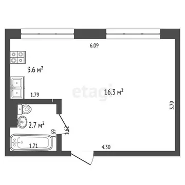 Квартира-студия: Стерлитамак, Лесная улица, 24А (22.6 м)
