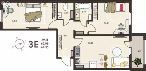 2-комнатная квартира: Курск, микрорайон Курского Завода Тракторных ...