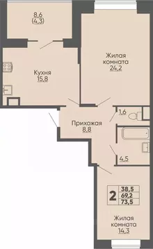 2-к кв. Чувашия, Чебоксары ул. Академика РАН Х.М. Миначева, поз11 ...