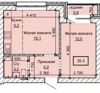 2-к кв. Алтайский край, Барнаул ул. Анатолия (35.3 м)