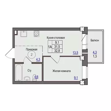 1-к кв. Псковская область, Псковский район, Завеличенская волость, д. ...