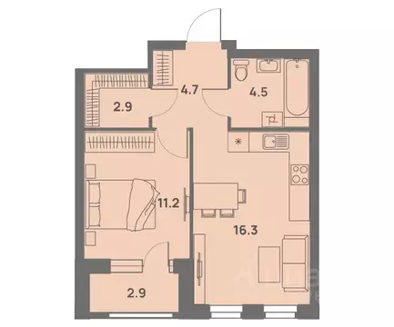 2-к кв. Пермский край, Пермь Трамвайная ул., 27 (41.0 м)