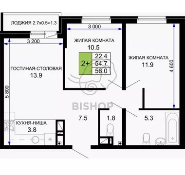 2-комнатная квартира: Краснодар, микрорайон имени Петра Метальникова, ...