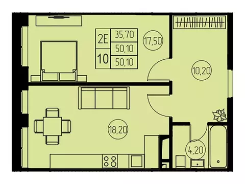 2-к кв. Московская область, Пушкино 31-й квартал жилой комплекс (50.1 ...