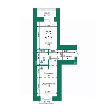 2-к кв. Алтайский край, Барнаул Просторная ул., 390к2 (44.7 м)