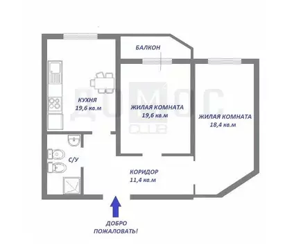 2-к кв. Свердловская область, Екатеринбург ул. Тверитина, 34/8 (77.0 ...