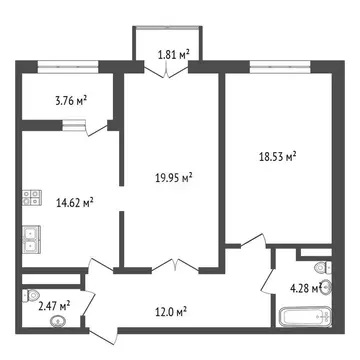 2-комнатная квартира: Дубна, район Большая Волга (77.42 м)