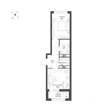 1-к кв. Свердловская область, Екатеринбург Солнечный жилрайон,  (42.8 ...