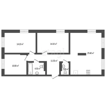 3-комнатная квартира: Тюмень, Новгородская улица, 14 (86.2 м)