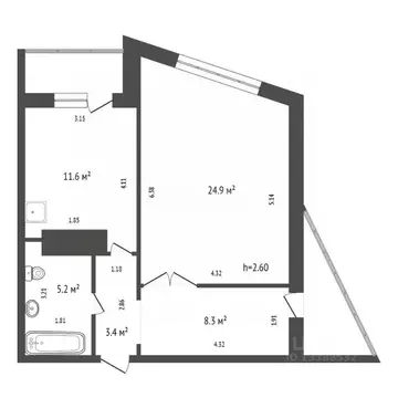 1-к кв. Красноярский край, Красноярск Ястынская ул., 1 (53.4 м)