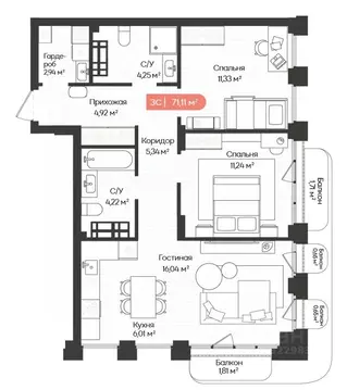 3-к кв. Новосибирская область, Новосибирск Ленинградская ул., 342 ...