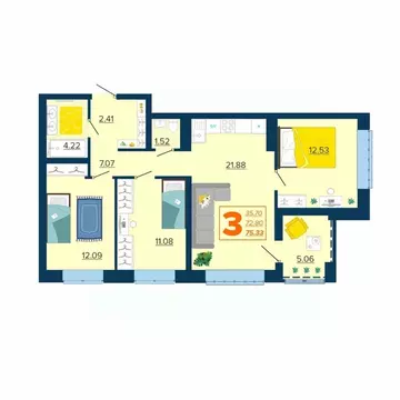 3-к кв. Брянская область, Брянск Московский мкр, Микрорайон Акватория ...