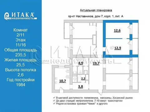 Комната Санкт-Петербург просп. Наставников, 7К1 (25.5 м)