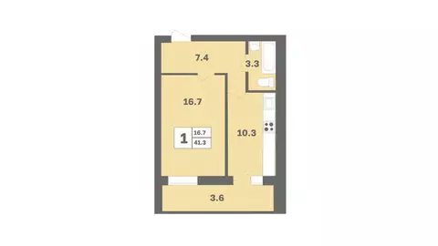 1-к кв. Башкортостан, Уфа Дагестанская ул., лит12 (41.3 м)