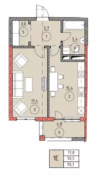 1-к кв. Чеченская республика, Грозный ул. Хачукаева, 4 (49.1 м)
