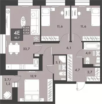 3-к кв. Забайкальский край, Чита ул. Генерала Белика, 3 (83.2 м)