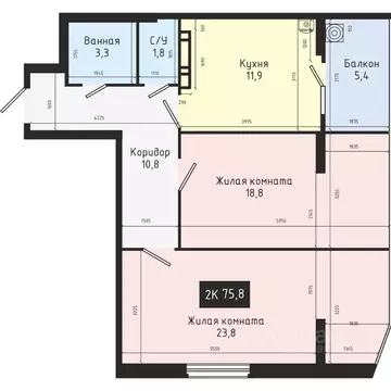 2-к кв. Ставропольский край, Ставрополь № 28 мкр,  (75.8 м)