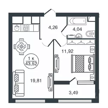 1-к кв. Тверская область, Тверь Южный мкр,  (43.52 м)