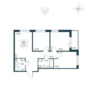 3-к кв. Ленинградская область, Всеволожский район, Заневское городское ...