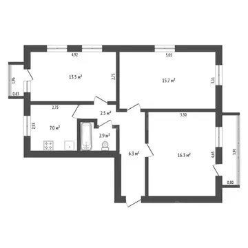 3-к кв. Амурская область, Благовещенск Красноармейская ул., 159 (64.2 ...