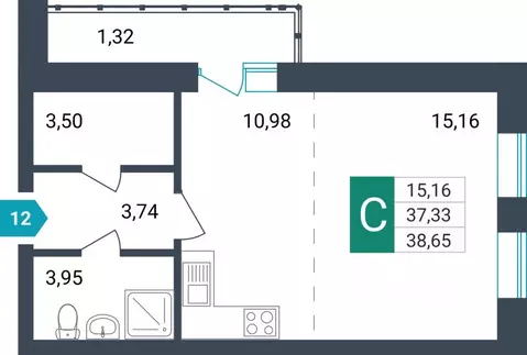 Студия Забайкальский край, Чита ул. Бабушкина, 42Б (38.65 м)