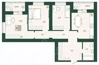3-к кв. Самарская область, Волжский район, Смышляевка городское ...