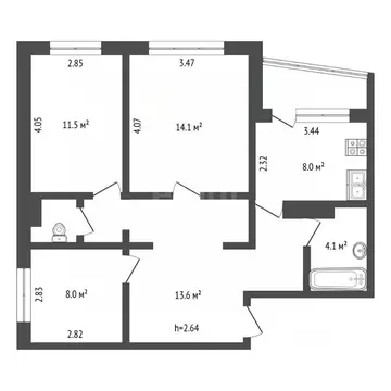 3-к кв. Владимирская область, Ковров ул. Ватутина, 45 (69.5 м)