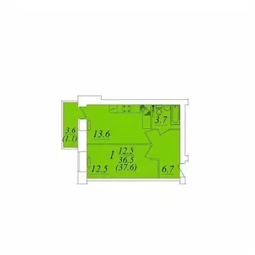 1-к кв. Вологодская область, Вологда  (37.6 м)