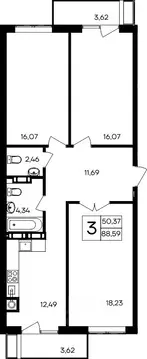 3-к кв. Крым, Симферопольский район, Гвардейское пгт, Республика жилой ...