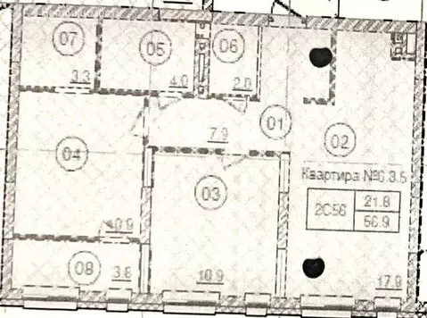 3-комнатная квартира: деревня Сапроново, Калиновая улица, 7 (57.1 м)