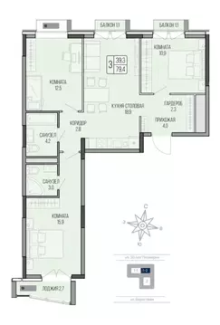 3-к кв. Удмуртия, Ижевск ул. 50 лет Пионерии, 41 (79.4 м)