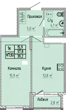 1-к кв. Тверская область, Тверь Атлант жилой комплекс (39.2 м)