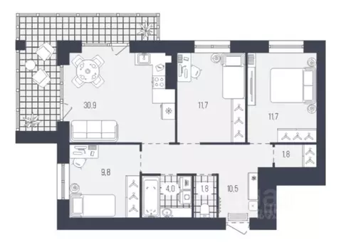 3-к кв. Брянская область, Брянск ул. Некрасова, 20Б (80.3 м)