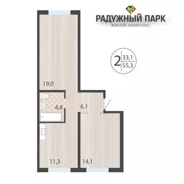 2-к кв. Иркутская область, Иркутск ул. Костычева (55.3 м)