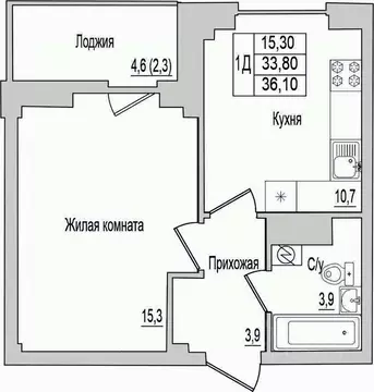 1-к кв. Псковская область, Псковский район, Завеличенская волость, д. ...