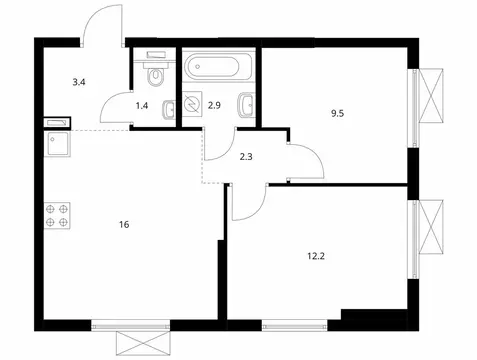 2-комнатная квартира: Котельники, микрорайон Белая Дача, 30 (47.9 м)