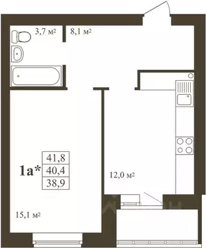 1-к кв. Тамбовская область, Тамбов Телецентр мкр,  (41.8 м)