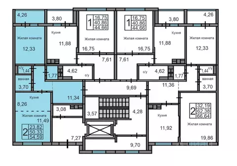 2-к кв. Калужская область, Калуга ул. Минская, 2 (54.59 м)
