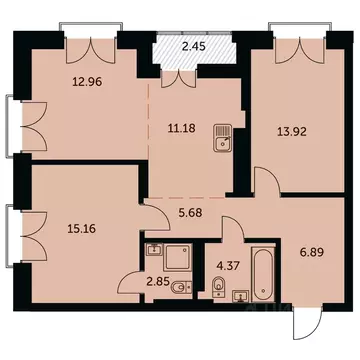 3-к кв. Новосибирская область, Новосибирск ул. Шевченко, 19/1к3 (74.2 ...