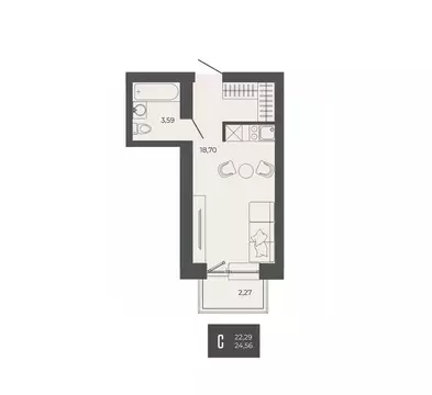 1-к кв. Пензенская область, Пенза ул. Тепличная, 55 (24.56 м)