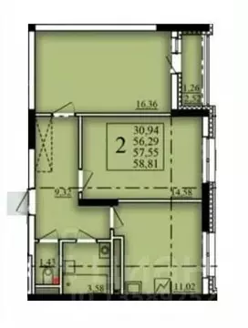 2-к кв. Башкортостан, Уфа Затон-Восточный жилрайон, Паруса жилой ...