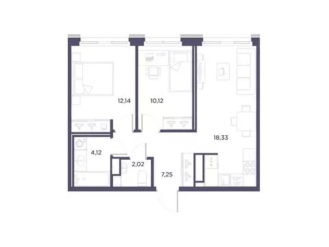 2-комнатная квартира: Санкт-Петербург, Лисичанская улица, 22 (53.98 м)