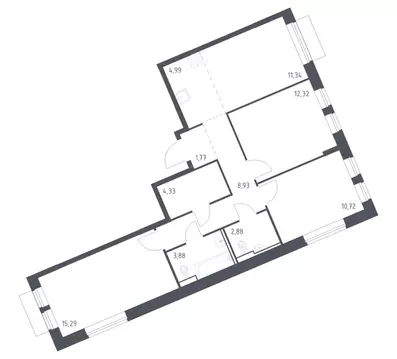 3-к кв. Москва Молжаниново жилой комплекс, к4 (76.45 м)