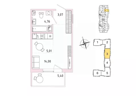 1-к кв. Ленинградская область, Гатчина Въезд мкр,  (28.46 м)