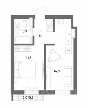 1-к кв. Калининградская область, Гурьевск ул. Имени Антона Пошкуса, ...