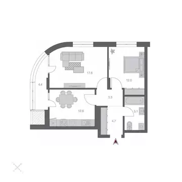 2-к кв. Новосибирская область, Новосибирск Беринг жилой квартал,  ...