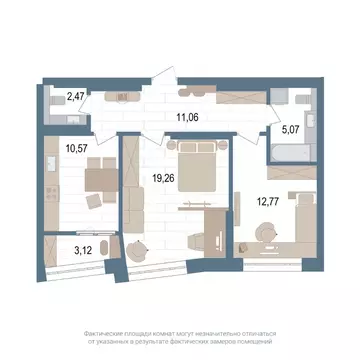 2-к кв. Башкортостан, Уфа ул. Пархоменко, 156Ж (62.6 м)