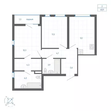 2-к кв. Свердловская область, Екатеринбург ул. Вильгельма де Геннина, ...