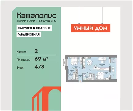 2-к кв. Пермский край, Пермь ул. Дзержинского, 31Б (69.0 м)