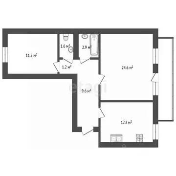 2-к кв. Тюменская область, Тюмень Солнечный проезд, 8к2 (69.3 м)